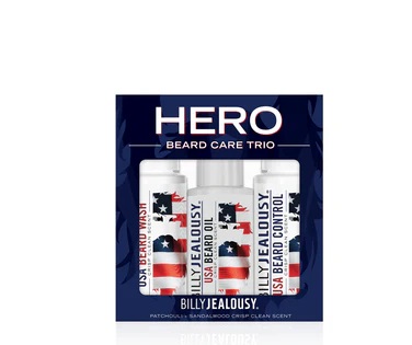 GIFT SET HERO BEARD CARE TRIO USA BEARD WASH+USA BEARD CONTROL+USA BEARD OIL 3X 60ml/2oz
